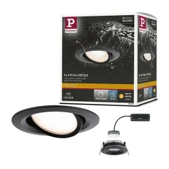 Spot encastré LED Nova Plus Coin Luminaire individuel orientable IP65 rond 93mm 30 Coin 6W 470lm 230V gradable 2700K Noir mat