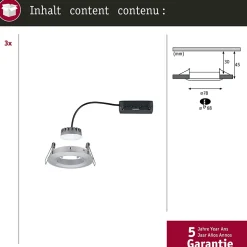 Spot encastré LED Nova Plus Coin Kit de base fixe IP44 rond 78mm Coin 3x6W 3x470lm 230V gradable 2700K Alu tourné