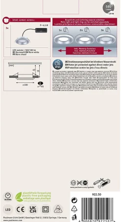 Spot encastré LED Sormus Kit de 3 IP65 rond 100mm 3x4,8W / 1,5W 3x300lm 230V 3000K Chrome mat