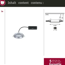 Spot encastré LED Sormus Kit de 3 IP65 rond 100mm 3x4,8W / 1,5W 3x300lm 230V 3000K Chrome mat