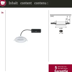 Spot encastré LED Sormus Kit de 3 IP65 rond 100mm 3x4,8W / 1,5W 3x300lm 230V 3000K Blanc