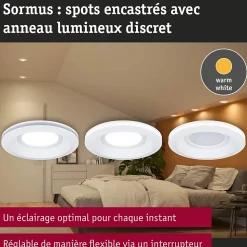 Spot encastré LED Sormus Luminaire individuel IP65 rond 100mm 4,8W / 1,5W 300lm 230V 3000K Blanc