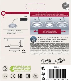 Spot encastré LED Sormus Luminaire individuel IP65 rond 100mm 4,8W / 1,5W 300lm 230V 3000K Chrome mat