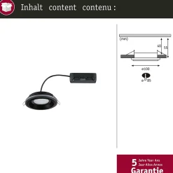 Spot encastré LED Sormus Luminaire individuel IP65 rond 100mm 4,8W / 1,5W 300lm 230V 3000K Noir