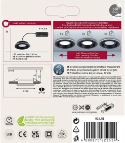 Spot encastré LED Sormus Luminaire individuel IP65 rond 100mm 4,8W / 1,5W 300lm 230V 3000K Noir