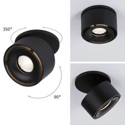 Spot encastré LED Spircle rond 78mm 8W 550lm 230V 3000K Noir mat