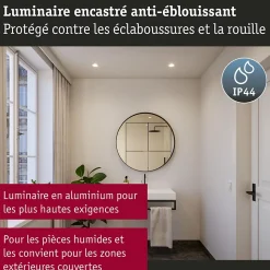 Spot encastré LED 3-Step-Dim Cole Coin Kit de 1 IP44 rond 88mm Coin 6W 470lm 230V gradable 2700K Blanc