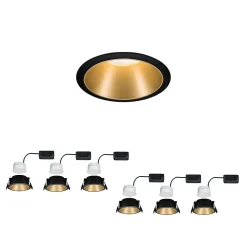 Spot encastré LED 3-Step-Dim Cole Coin Kit de 6 IP44 rond 88mm Coin 6x6W 6x470lm 230V gradable 2700K Noir Doré mat