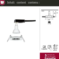 Spot encastré LED 3-Step-Dim Nova fixe IP44 rond 78mm GU10 6,5W 460lm 230V gradable 2700K Blanc dépoli