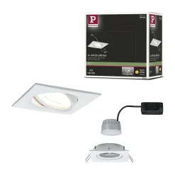 Spot encastré LED 3-Step-Dim Nova Coin orientable carré 84x84mm 50 Coin 6W 470lm 230V gradable 2700K Blanc dépoli