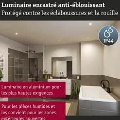 Spot encastré LED 3-Step-Dim Cole Coin Kit de 3 IP44 carré 88x88mm Coin 3x6W 3x470lm 230V gradable 2700K Blanc Doré mat