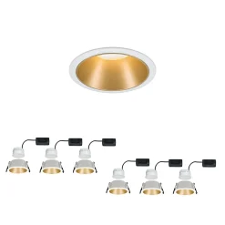 Spot encastré LED 3-Step-Dim Cole Coin Kit de 6 IP44 rond 88mm Coin 6x6W 6x460lm 230V gradable 2700K Blanc Doré mat
