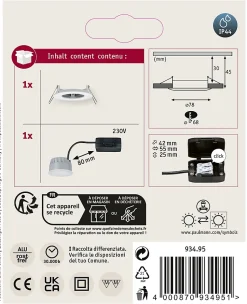 Spot encastré LED 3-Step-Dim Nova Coin fixe IP44 rond 78mm Coin 6W 470lm 230V gradable 2700K Blanc dépoli