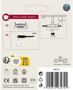 Spot encastré LED 3-Step-Dim Nova IP44 rond 78mm GU10 6,5W 460lm 230V gradable 2700K Alu tourné