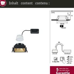 Spot encastré LED 3-Step-Dim Cole Coin Kit de 1 IP44 carré 88x88mm Coin 6W 470lm 230V gradable 2700K Noir Doré mat