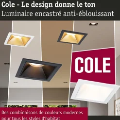 Spot encastré LED 3-Step-Dim Cole Coin Kit de 1 IP44 carré 88x88mm Coin 6W 470lm 230V gradable 2700K Blanc Doré mat
