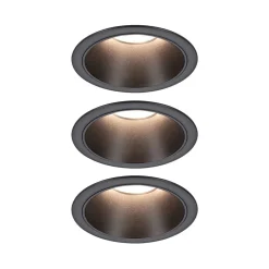 Spot encastré LED 3-Step-Dim Cole Coin Kit de 3 IP44 rond 88mm Coin 3x6W 3x470lm 230V gradable 2700K Noir