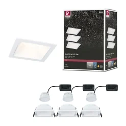 Spot encastré LED 3-Step-Dim Cole Coin Kit de 3 IP44 carré 88x88mm Coin 3x6W 3x470lm 230V gradable 2700K Blanc