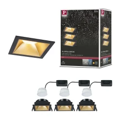 Spot encastré LED 3-Step-Dim Cole Coin Kit de 3 IP44 carré 88x88mm Coin 3x6W 3x470lm 230V gradable 2700K Noir Doré mat