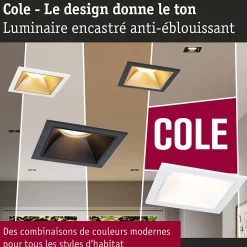 Spot encastré LED 3-Step-Dim Cole Coin Kit de 3 IP44 carré 88x88mm Coin 3x6W 3x470lm 230V gradable 2700K Noir Doré mat