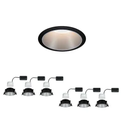 Spot encastré LED 3-Step-Dim Cole Coin Kit de 6 IP44 rond 88mm Coin 6x6W 6x470lm 230V gradable 2700K Noir Argent mat