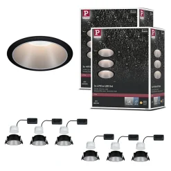 Spot encastré LED 3-Step-Dim Cole Coin Kit de 6 IP44 rond 88mm Coin 6x6W 6x470lm 230V gradable 2700K Noir Argent mat