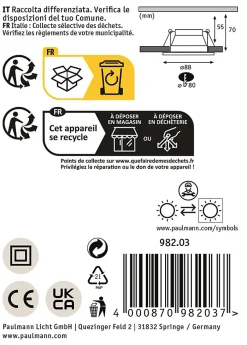 Spot encastré LED 3-Step-Dim Cole Coin Kit de 6 IP44 rond 88mm Coin 6x6W 6x470lm 230V gradable 2700K Argent mat
