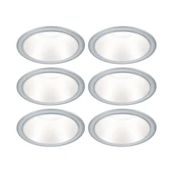 Spot encastré LED 3-Step-Dim Cole Coin Kit de 6 IP44 rond 88mm Coin 6x6W 6x470lm 230V gradable 2700K Argent mat