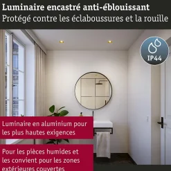 Spot encastré LED 3-Step-Dim Cole Coin Kit de 6 IP44 rond 88mm Coin 6x6W 6x470lm 230V gradable 2700K Doré mat