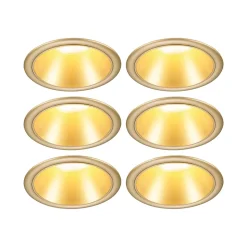 Spot encastré LED 3-Step-Dim Cole Coin Kit de 6 IP44 rond 88mm Coin 6x6W 6x470lm 230V gradable 2700K Doré mat