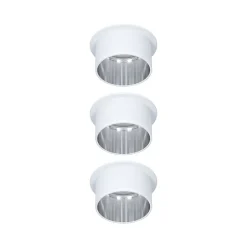 Spot encastré LED 3-Step-Dim Gil Coin Kit de base IP44 rond 68mm Coin 3x6W 3x470lm 230V gradable 2700K Blanc dépoli Acier brossé