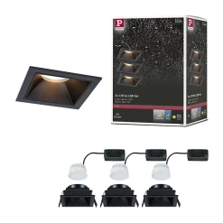 Spot encastré LED 3-Step-Dim Cole Coin Kit de 3 IP44 carré 88x88mm Coin 3x6W 3x470lm 230V gradable 2700K Noir