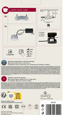 Spot encastré LED 3-Step-Dim Nova Coin Kit de base orientable carré 84x84mm 50 Coin 3x6W 3x470lm 230V gradable 2700K Alu tourné
