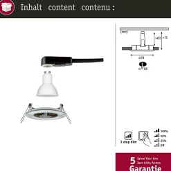 Spot encastré LED 3-Step-Dim Nova fixe IP44 rond 78mm GU10 6,5W 460lm 230V gradable 2700K Acier brossé