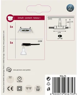 Spot encastré LED 3-Step-Dim Nova fixe IP44 rond 78mm GU10 6,5W 460lm 230V gradable 2700K Acier brossé