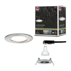 Spot encastré LED 3-Step-Dim Nova fixe IP44 rond 78mm GU10 6,5W 460lm 230V gradable 2700K Acier brossé
