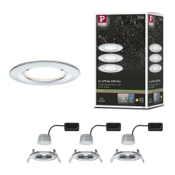 Spot encastré LED 3-Step-Dim Nova Coin Kit de base fixe IP44 rond 78mm Coin 3x6W 3x470lm 230V gradable 2700K Chrome