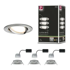 Spot encastré LED 3-Step-Dim Nova Coin Kit de base orientable rond 84mm 50 Coin 3x6W 3x470lm 230V gradable 2700K Acier brossé