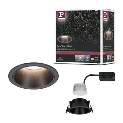 Spot encastré LED 3-Step-Dim Cole Coin Kit de 1 IP44 rond 88mm Coin 6W 470lm 230V gradable 2700K Noir