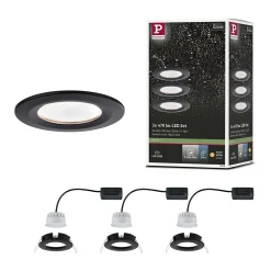 Spot encastré LED 3-Step-Dim Nova Coin Kit de base fixe IP44 rond 78mm Coin 3x6W 3x470lm 230V gradable 2700K Noir mat