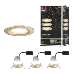 Spot encastré LED 3-Step-Dim Nova Coin Kit de base fixe IP44 rond 74mm Coin 3x6W 3x470lm 230V gradable 2700K Doré mat