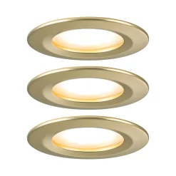 Spot encastré LED 3-Step-Dim Nova Coin Kit de base fixe IP44 rond 74mm Coin 3x6W 3x470lm 230V gradable 2700K Doré mat