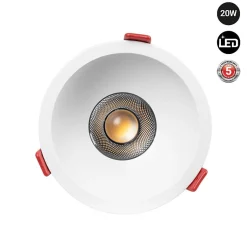 Spot encastré LED 20W, température de couleur réglable, rond, interrupteur à bouton-poussoir Osram et driver KGP, blanco