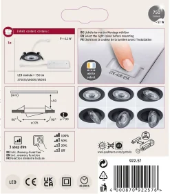 Spot encastré LED White Select Aumus Spot individuel rond 105mm 90 5W 700lm 230V gradable 2700 - 6500K Noir