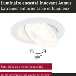 Spot encastré LED White Select Aumus Spot individuel rond 105mm 90 5W 700lm 230V gradable 2700 - 6500K Blanc