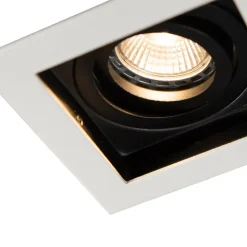 Spot encastré moderne blanc avec noir réglable - Carree