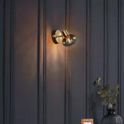 Spot encastré moderne doré avec verre ambré rond - Teddy