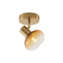 Spot encastré moderne doré avec verre ambré rond - Teddy