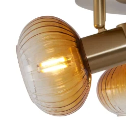 Spot encastré moderne doré avec verre ambré rond 3 lumières - Teddy
