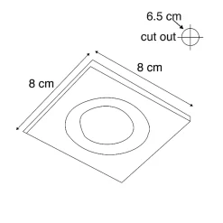 Spot encastré moderne noir carré IP44 - Xena